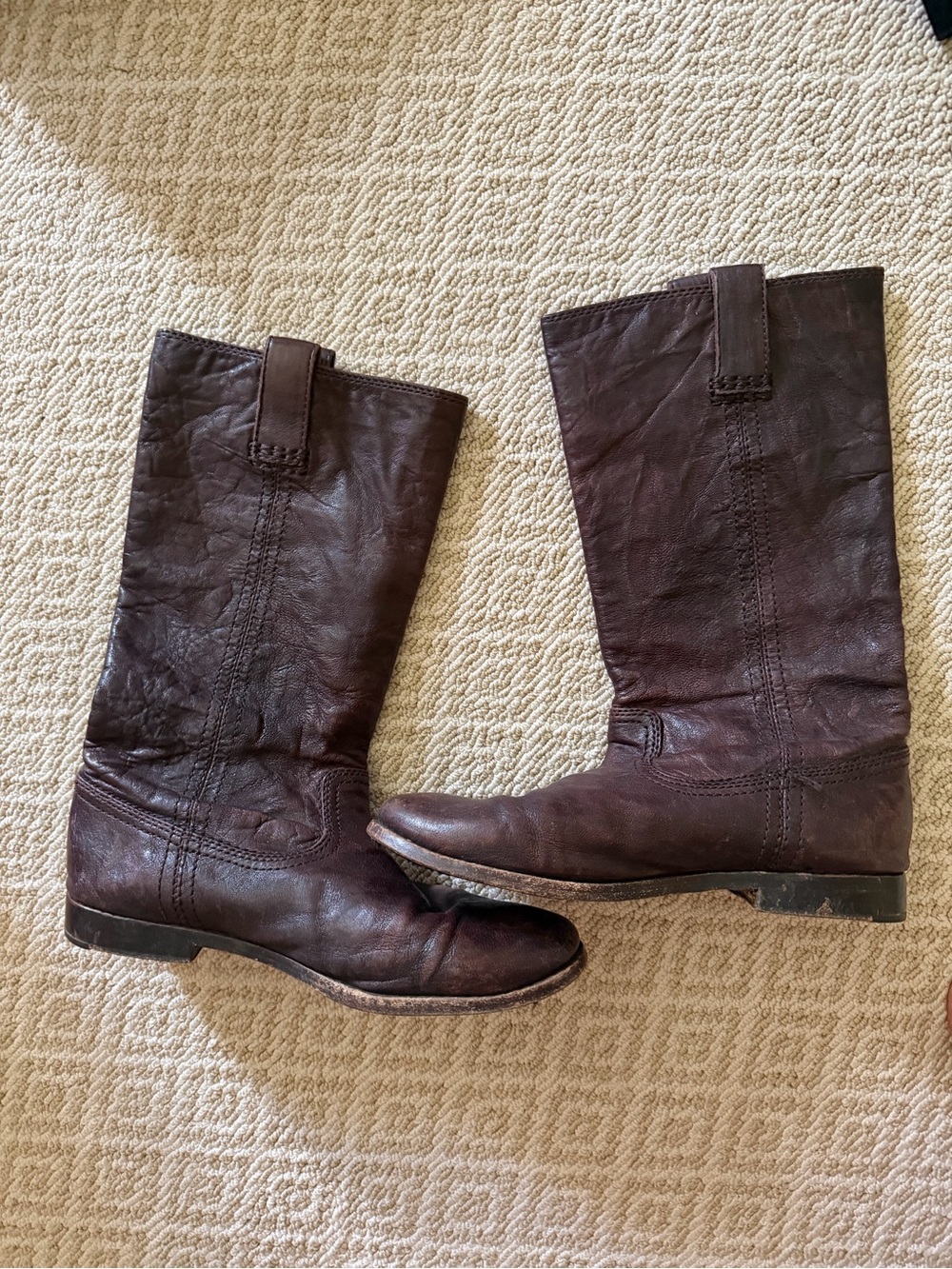 Frye Dark Brown Leather Boot Interior Detail
